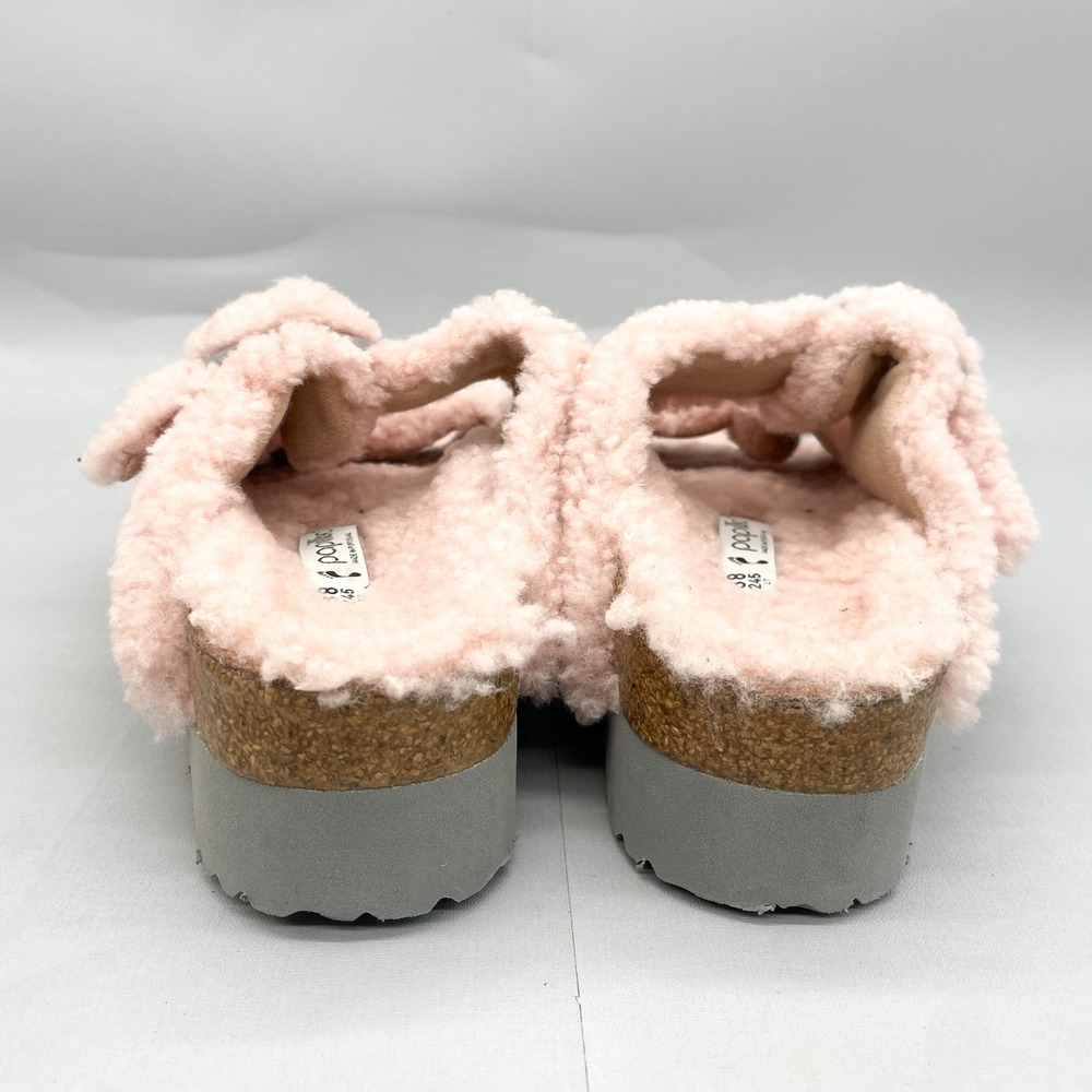 Birkenstock Papillio Womens 7‎ Arizona Sandals Shoes Pink Fuzzy Platform Slide - Picture 6 of 12
